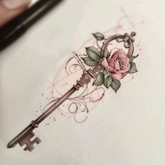 Key Tattoo Art Collection Feminine Key Tattoo, Fix Your Crown Tattoo, Shabby Chic Tattoo, Gothic Key Tattoo, Key Tattoo Designs For Women, Key Tattoo Designs Vintage, Old Key Tattoo, Side Hand Tattoos For Women, Antique Key Tattoos