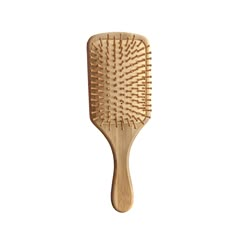 This zero-waste hairbrush is just what you need if you are tired of cheap plastic hairbrushes that pollute the landfills and add static to your hair. The handle is made from 100% sustainable Bamboo, the airbag is made of natural rubber, and the bristles are made from durable carbonized wood. Natural The solid handle gives you complete control of each brushstroke and the natural wood bristles are rounded for gliding through hair without worrying about splinters. Doesn't generate static Bamboo doe Eco Tools, Aesthetic Hair Brush, Cheap Wishlist, Cute Hairbrush Aesthetic, Wood Hair Brush, Bamboo Hairbrush Aesthetic, Wooden Hair Brush Aesthetic, Bamboo Toothbrush Aesthetic, Wooden Hairbrush