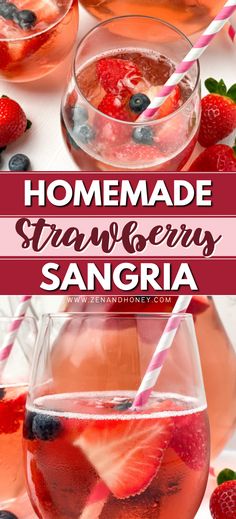 This is the best summer drink! Strawberry Sangria with rose wine and berries. You will love the fresh fruit and bubbles in this fruity sangria. Strawberry sangria is a refreshing cocktail with any meal or as a party drink. Rose Wine Sangria, Summer Sangria Recipes, Easy Sangria Recipes, Strawberry Sangria, Holiday Sangria, Strawberry Liqueur, Berry Sangria, Christmas Sangria, Fun Drink Recipe