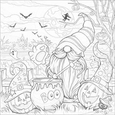 halloween coloring pages for kids with witches and pumpkins