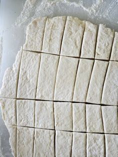 the dough has been cut into squares and is ready to be baked