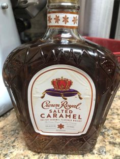 a bottle of caramel sitting on top of a counter