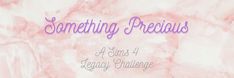 a pink marble background with the words something precious written in purple ink on top of it