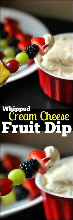 whipped cream cheese fruit dip on a plate