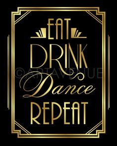 a black and gold poster with the words no working during drinking hours in an art deco style