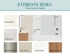 the bathroom design is shown with different colors and finishes for each room in the house