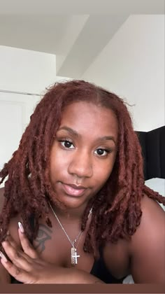 Reddish Brown Locs Black Women, Copper Brown Locs Black Women, Loc Colors Black Women Dark Skin, Dyed Locs Brown, Dark Burgundy Locs, Sandy Brown Locs, Dark Ginger Locs