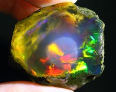 104Ct Colourful Crystal Base With Special Phantom Ethiopian Welo Rough Opal Synthetic Opal, Gorgeous Jewelry, Opal Auctions