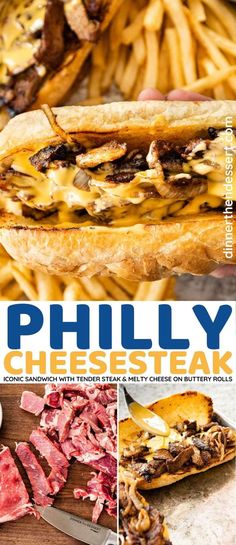 the cover of phily cheesesteak, with pictures of different types of food