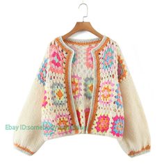 Women Crochet Square Handmade Cardigan   Color:Beige，Blue Size:One Size Material:Polyester      Payment 1. Payment must be made within 7 days of auction closing (Unpaid dispute will automatically open when item is not paid in 7 days). 2. PLEASE NOTE: SHIPPING&HANDING DOES NOT INCLUDE DUTIES, LOCATL TAXES OR ANY OTHER IMPORTATION FEES. 3. Please list your special requests (color, packages, value of declaration, etc.) in the EBAY NOTES SECTION when you make payment Shipping 1. We Ship to Worldwide Spring V-neck Knitted Outerwear, Retro Hand Knitted Long Sleeve Cardigan, Retro Hand-knitted Long Sleeve Cardigan, White Crochet V-neck Cardigan, Casual Crochet Outerwear In Acrylic, Casual Crochet Acrylic Outerwear, Casual Crochet Acrylic Cardigan, Handmade Acrylic Outerwear Casual Style, Handmade Casual Acrylic Outerwear