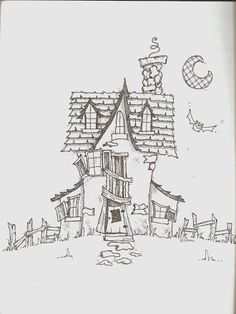 a drawing of a house in the middle of nowhere