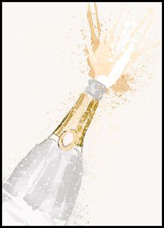 an illustration of a champagne bottle being filled with liquid