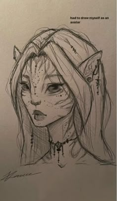 a drawing of a girl with cat ears on her head and the words, had to draw