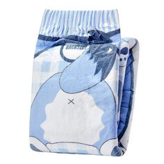 two pieces of blue and white pajamas with an elephant on them