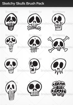 skulls and bones in black ink on white paper - miscellaneous objects / arts & crafts