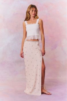 Embellished Midi Skirt, Rhinestone Skirt, Beaded Fabric, Tulle Maxi Skirt, Chiffon Maxi Skirt, Silk Maxi Skirt, Embellished Skirt, Latest Skirts, Tiered Maxi Skirt