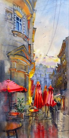 Life on the Terrace by Samira Yanushkova | Artfinder Watercolor Architecture, Learn Watercolor, Italian Architecture, Painting Gallery, Artist Paint, Unframed Art, Watercolor Artist, Watercolor Landscape, Timeline Photos