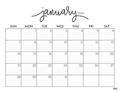 a calendar with the word january written in cursive writing on it and an image of