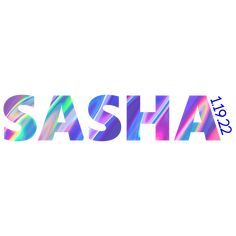 the word saesha written in multicolored letters