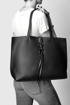 Megan Tote – Rebecca Minkoff Leather Outerwear, Dog Clip, Gym Clothes, Nylon Tote, Shoe Size Conversion, Work Bag, Black Tote, Shopper Tote, Black Hardware