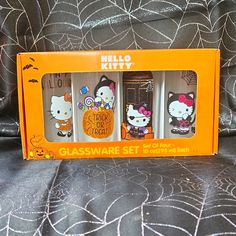 the hello kitty glassware set is in its box