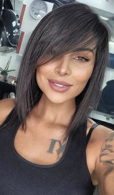 Layers For More Volume, Stacked Layers Medium Hair, Long Angled Bob Hairstyles With Bangs, Haircuts For Bigger Women, Long A Line Bob With Bangs, Hair Styles 2024 Women Trends, Medium Layered Hair With Side Bangs, Long Hair Straight Haircut, Stacked Long Bob Haircut