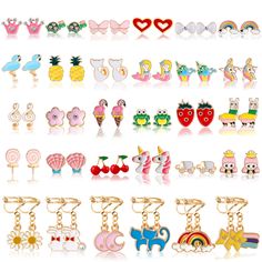 PRICES MAY VARY. Kids Clip On Earrings for Girl Set: 30 Pairs clip on earrings for girls with different styles, these clip on earrings are selected from the most popular toy shapes for girls(age:Over 4 years old) Multiple Styles : the lovely clip on earrings are suitable for most Kids and women, beautiful and fashion, can give you a elegant wearing experience and win you more compliments Cute And Comfortable: no piercing required,Girls earrings clip in order to better protect the kids ears from Disney Princess Clip On Earrings, Clay Clipon Earrings, Kidcore Stud Earrings, Stud Earrings Kids, Clay Earrings Clip On, Chain Earrings For Kids, Indian Kids Earrings, Cat Earrings For Kids, Rainbow Earrings For Kids