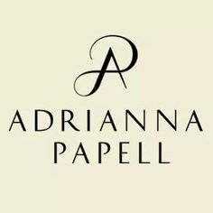 the logo for adrianna papeli is shown in black on a white background