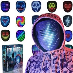 PRICES MAY VARY. Led Mask Uses High Light 234 Lamp Beads And 3535 RGB LED Lamp Beads.First Uses Need Charging time for 3-4 hours (Ps: USB TYPE-C CHARGING: 5V/1A),About 8-10 Hours With Full Time Running. Led Mask Has 25 Dynamic Display Modes And 25 Static Display Images, led full face mask Is Most Amazing Costumes&Cosplay Apparel mask,Attract Everyone's Attention. Supports gesture sensing, press the power button, and then cover the sensor switch with the hand, when display '' OK '' in the screen, Amazing Costumes, Electronic Music Festival, Glow Mask, Led Mask, Christmas Carnival, Full Face Mask, Pattern Pictures, Power Button, Costume Cosplay