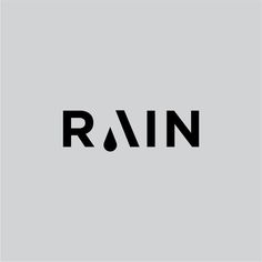 the word rain written in black on a gray background