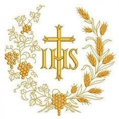 a cross and some flowers with the word iris written in gold on top of it