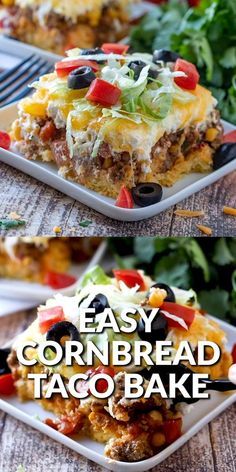 easy cornbread taco bake with cheese and black olives