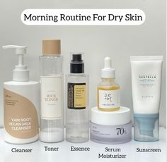 follow for more routine tips comment down your skin type. Toner For Glowing Skin, Routine For Dry Skin, Rice Toner, Skincare For Combination Skin, Dry Skin Routine, Serum For Dry Skin, Embrace Natural Beauty