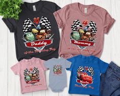 Lightning Mcqueen Shirt, Disney Races, Cars Lightning Mcqueen, Family Birthday Shirts, Race Car Birthday, Car Birthday, Corner Decor, Disney Birthday, Family Birthday