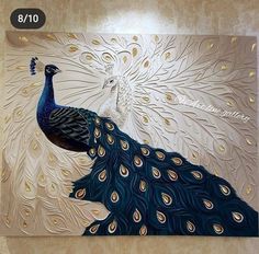 a painting of a peacock with feathers on it's back