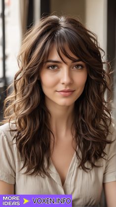 Long Wavy Hair With Side Swept Bangs, Haïr Cut For Wavy Hair Girl, Long Wavy Haircuts With Bangs, Wavy Hair Cuts With Bangs, Wavy Hair With Bangs And Layers, Haïr Cut For Wavy Hair, Haircut For Wavy Hair For Women