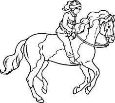 a woman riding on the back of a horse in black and white coloring book pages