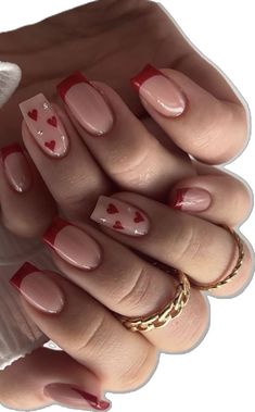 Valentine Nail Art, Summery Nails, Girly Acrylic Nails, Casual Nails, Red Nail Designs, Short Nail Designs, Heart Nails, Pretty Acrylic Nails