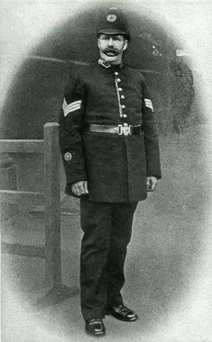 Photograph of an unknown North Eastern Railway Police Sergeant taken in the late 1800s. Victorian Policeman, Police Pictures, Newsies Costume, Victorian History, Mary Poppins Costume, Noir Detective, Cop Uniform, Vintage Police, British Police