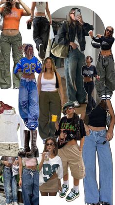 the collage shows many different outfits and people