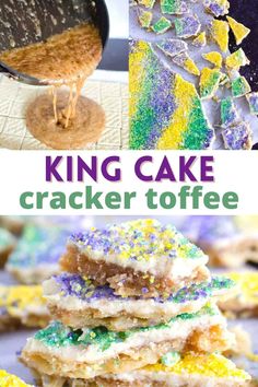 the king cake cracker toffe recipe is so easy and delicious