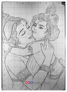 a drawing of two people kissing each other