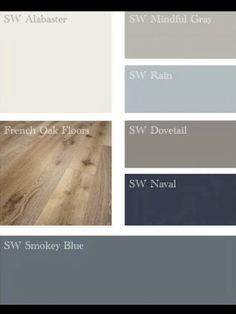 several shades of gray and white paint with the names of different colors in each color