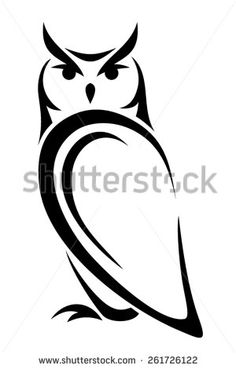 an owl with big eyes and large wings is shown in black on a white background