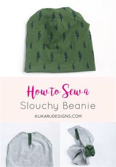 the instructions for how to sew a slouchy beanie with an attached bow