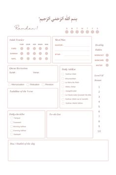 ncludes:


Ramdan Duas
Good practices in Ramadan
Actions that nullify the fast
Ramadan at a glance
Habit tracker
Tarawih Challenge
Quran reading log 
Post-Ramadan reflections
Lined pages for daily thoughts
6x9 softcover with a beautiful matte finish
80 pages Ramadan Journal Prompts, Ramadan Preparation Checklist, Ramadan Checklist, Ramadan Preparation, Templates Journal, Planner Ramadan, Preparing For Ramadan, Ramadan Printables, Free Planner Printables