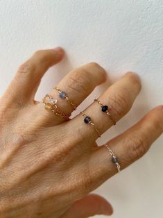 Chain Ring. Gemstone Ring. Stacking Ring. Gold Filled/ Rose Gold Filled/sterling Silver. 24 Gemstones to Choose From. - Etsy Cyprus Elastic Rings, Beads Ring, Chain Rings, Star Chain, Ring Stacking, Aquamarine Gemstone, Beaded Rings, Ring Gemstone, Chain Ring