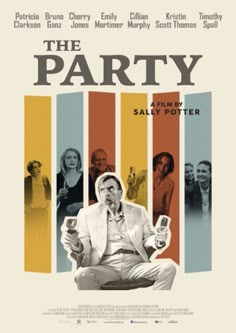 the party on blu with an older man sitting in front of him and other people standing around