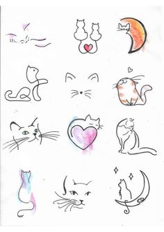 a drawing of cats with different shapes and sizes