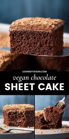 chocolate sheet cake on a cooling rack with text overlay